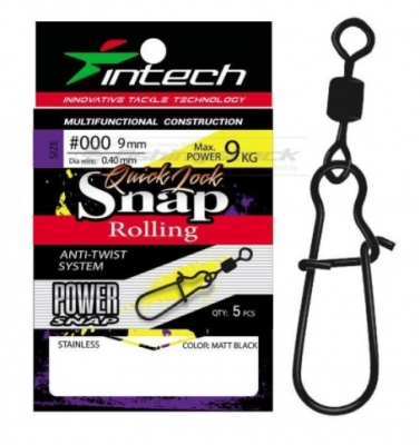 Купить застежка с вертлюжком Intech Quick lock Snap Rolling Matt black